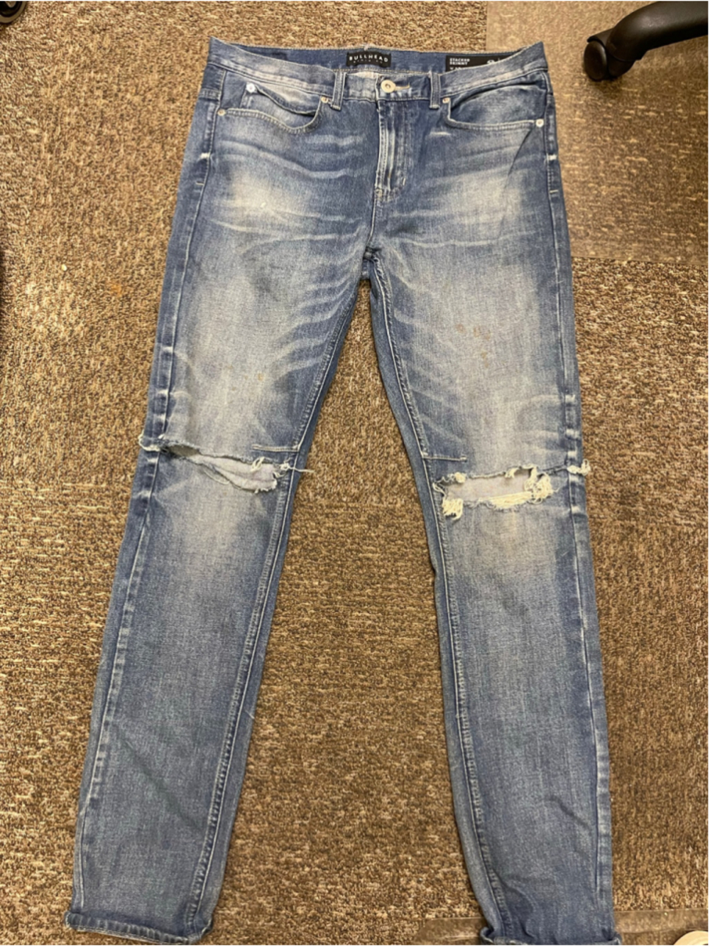 Men's Bullhead Stacked Skinny Jeans Blue Waist 32